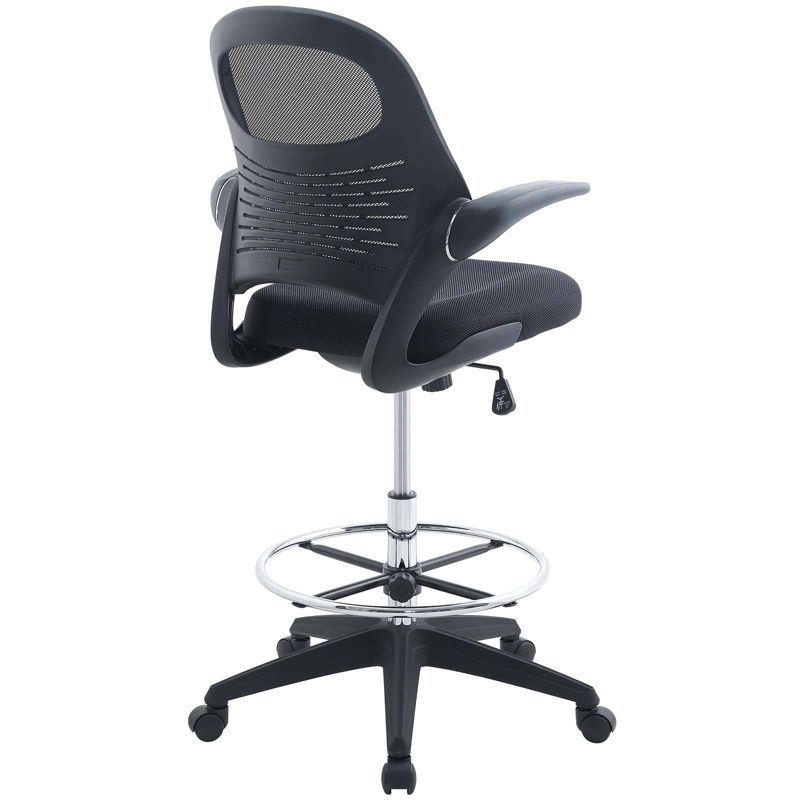 Stealth Drafting Chair Black - Modway: Upholstered, 330 lbs Capacity, Adjustable Height 23"-30"