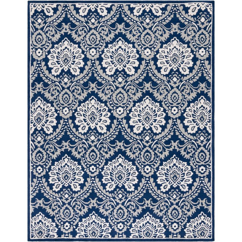 Blossom BLM106 Hand Tufted Indoor Area Rug - Navy/Ivory - 8'x10' - Safavieh