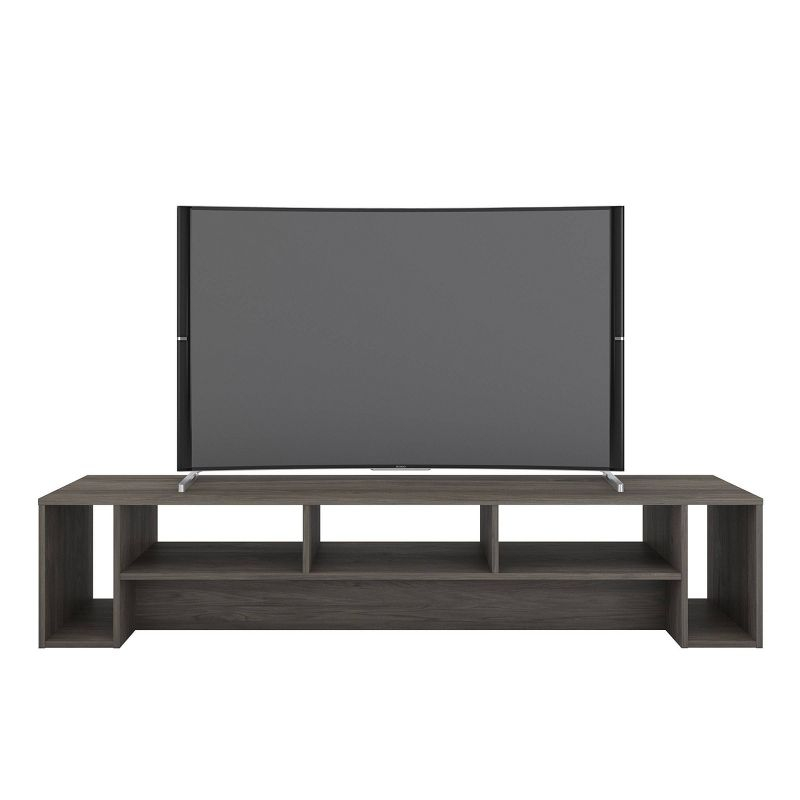 Rustik 3 Shelf TV Stand for TVs up to 80" Bark Gray - Nexera: Modern Media Console with Open Storage