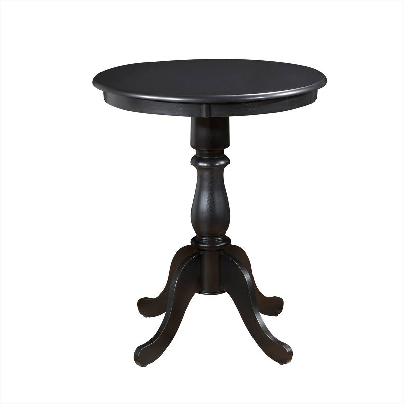 Carolina Living 30" Salem Round Pedestal Bar Table Antique Black: Scandinavian Style, MDF & Rubberwood