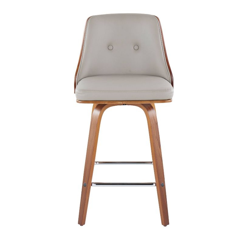 Set of 2 Gianna Counter Height Barstools Walnut/Light Gray: Faux Leather, Wood Frame - LumiSource