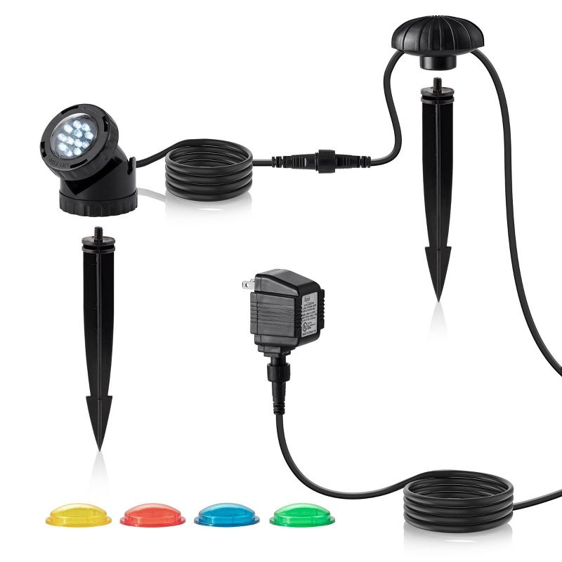 LED Submersible Light with Photocell & Transformer - Alpine Corporation: Weather-Resistant, Electric Powered Landscape Ground Spotlight