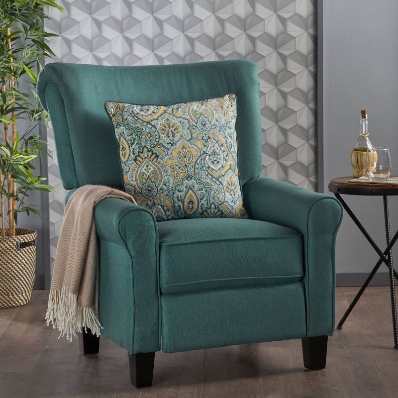 Thalia Traditional Fabric Recliner Dark Teal - Christopher Knight Home: Upholstered Polyester Chair, 90 Day Warranty