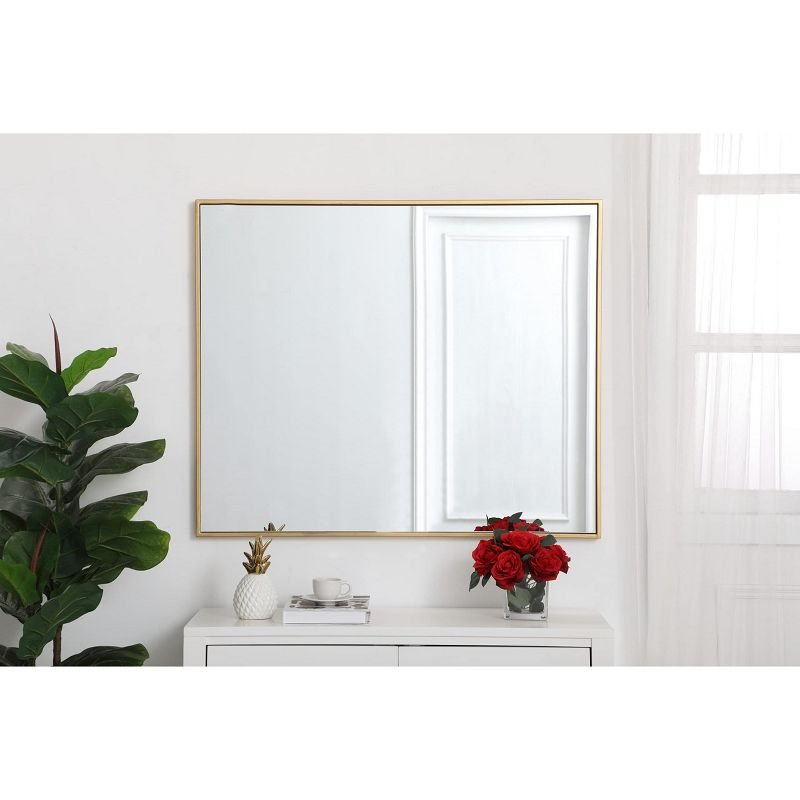 Elegant Lighting Metal frame rectangle mirror 30 inch in Brass