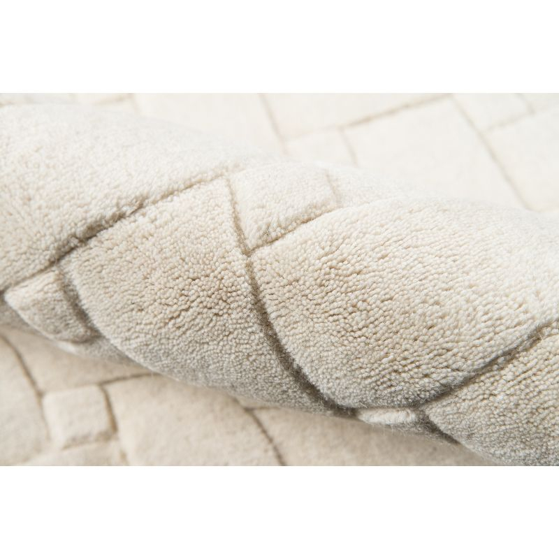 Ivory Basketweave 100% Wool Area Rug 5'x8' - Momeni