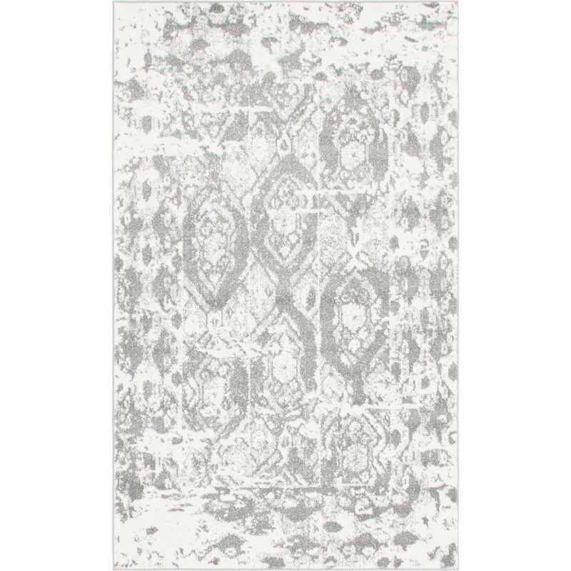 Unique Loom Rosso Collection Area Rug - Piazza (5' 1" x 8' Rectangle Light Gray/Ivory)