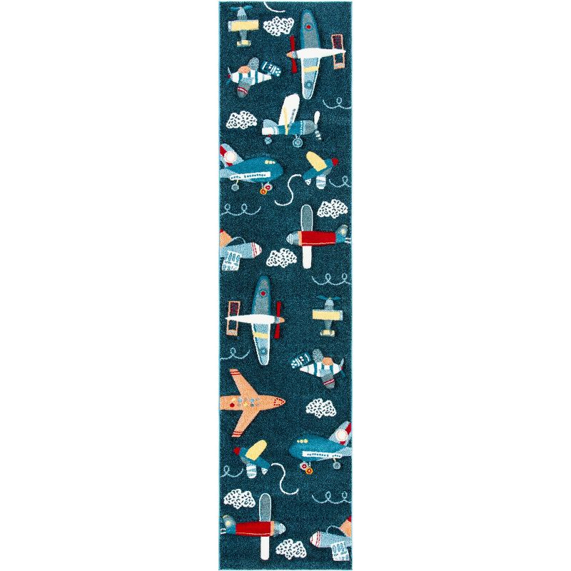 Carousel Kids  CRK167 Loomed Indoor Runner Rug - Navy/Ivory - 2'3"x6' - Safavieh