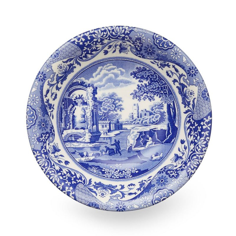 Spode Blue Italian Ascot 8-Inch Cereal Bowl - Decorative Earthenware Dinnerware with Scenic Border Design