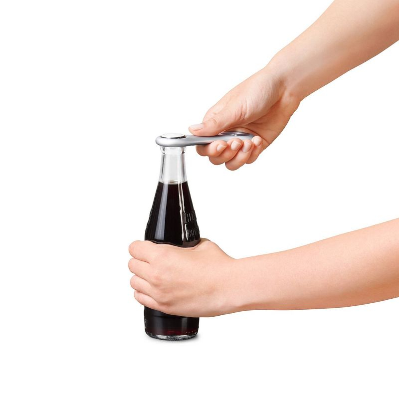 OXO Die Cast Bottle Opener Silver: Zinc Kitchen Tool, Dishwasher-Safe, Metallic Finish, Beer & Wine Accessory