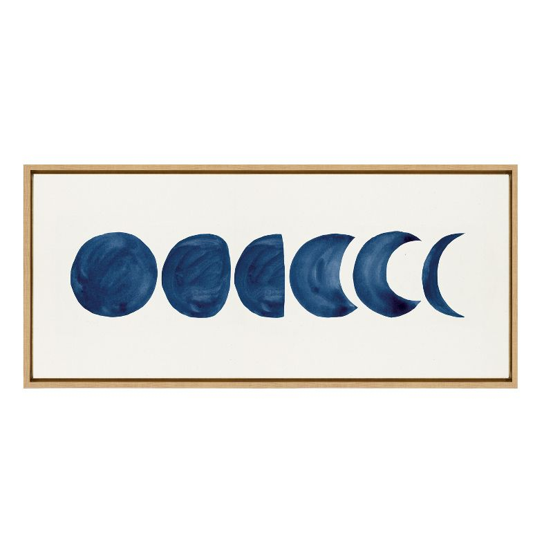 Kate and Laurel Sylvie Linear Moon Phases Framed Canvas by Teju Reval of SnazzyHues, 18x40, Natural