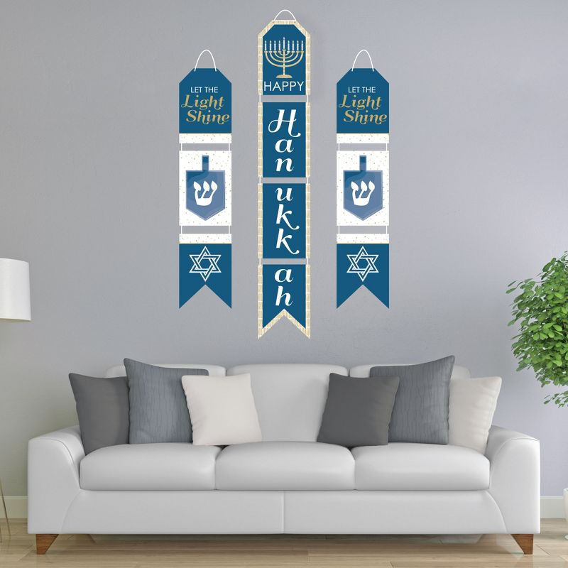 Big Dot of Happiness Happy Hanukkah - Hanging Vertical Paper Door Banners - Chanukah Holiday Party Wall Decoration Kit - Indoor Door Decor