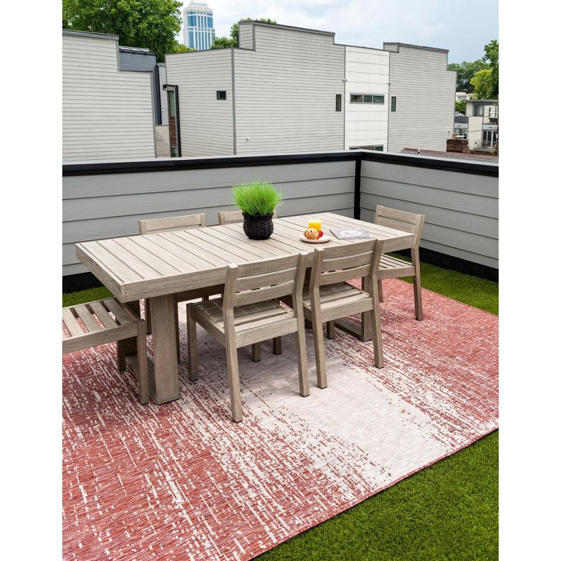 Unique Loom 7' 1 x 10' 0 Rectangle Indoor/Outdoor Modern Rust Red Area Rug