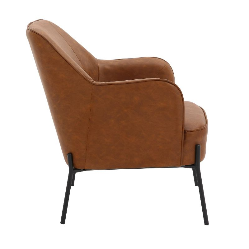 Daniella Contemporary Accent Chair: Faux Leather Bucket Seat, Metal Legs - LumiSource