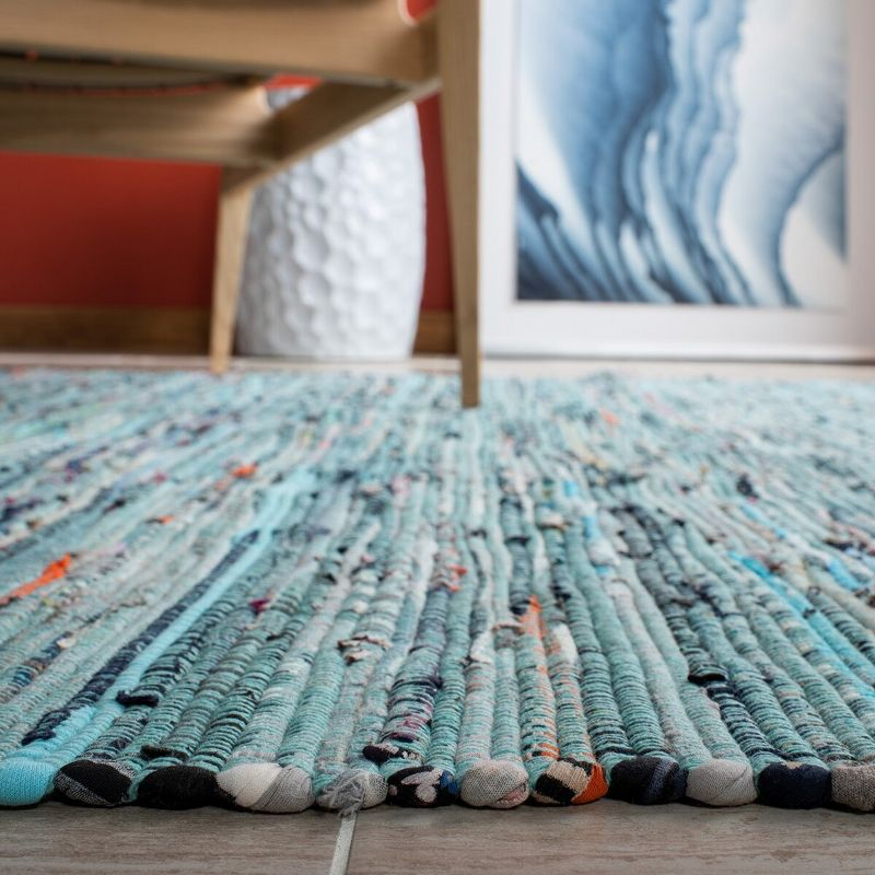Rag Rug RAR127 Hand Woven Indoor Accent Rug - 4'x4' - Turquoise/Multi - Safavieh