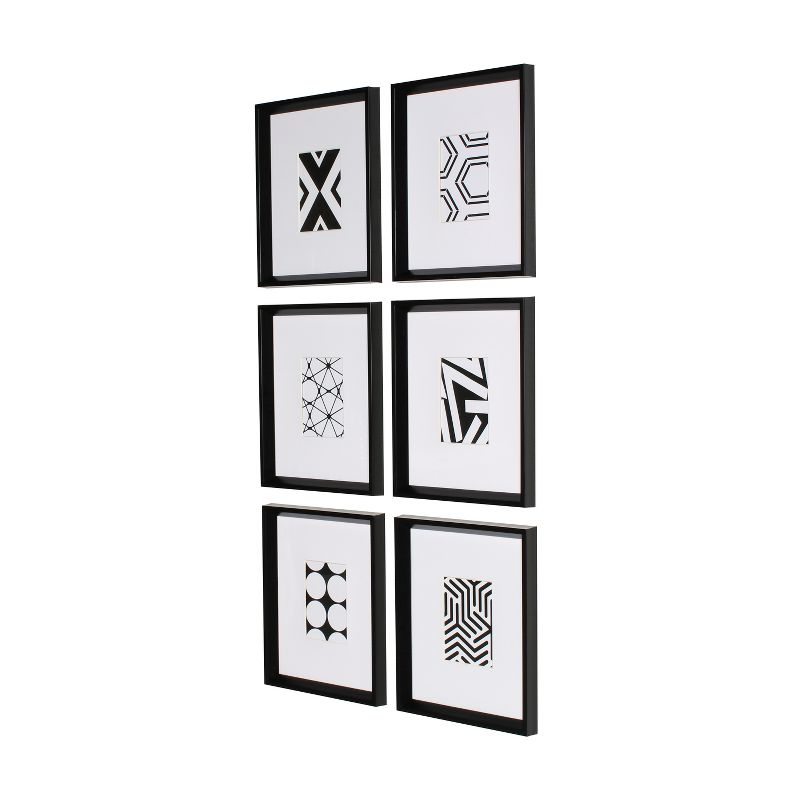 6pc 12" x 15" Calter Framed Print Art Set Black - Kate and Laurel