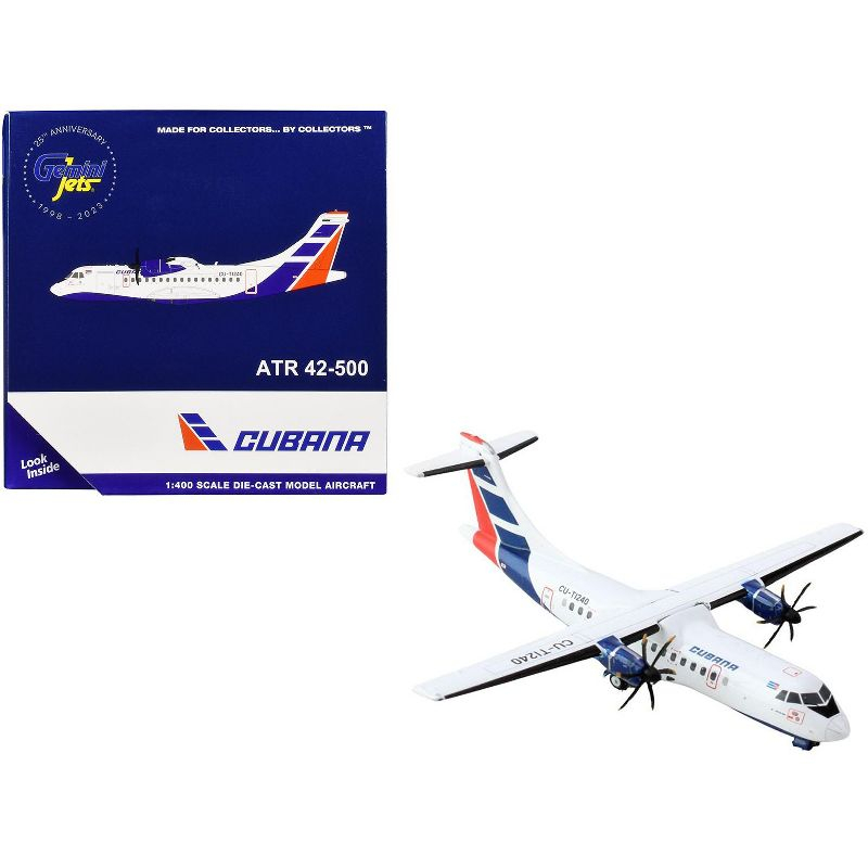 ATR 42-500 Commercial Aircraft "Cubana Airlines" White with Red and Blue Stripes 1/400 Die Cast Model Airplane by GeminiJets