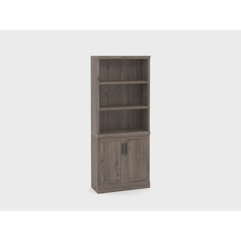 Sauder 70.866" Aspen Post Library Shelf with 2 Doors Pebble Pine