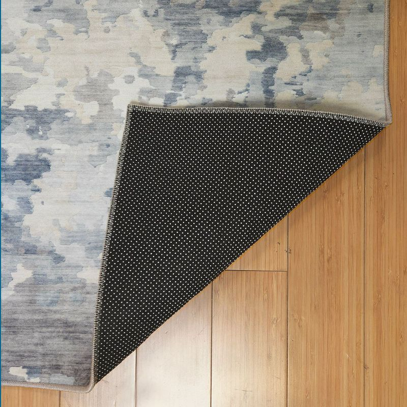 Crystal Print Kaori Blue Gray Beige Multi Modern Abstract Industrial Livingroom Dining Bedroom Flat Pile Easy Care Indoor Area Rug, 3x5