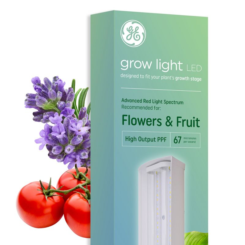 GE Grow Light Fixture for Flowers and Fruit 2'': LED, 40W, 2000 Lumens, Non-Standard Shape, 24'' Bulb, Suitable for Damp Locations
