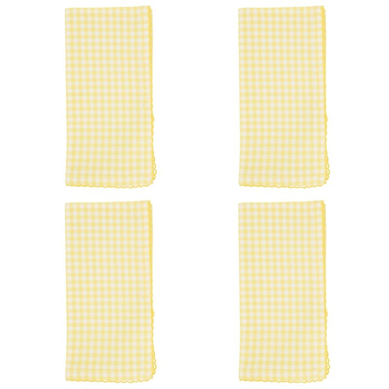 Saro Lifestyle Table Napkins With Gingham Design, Yellow, (Set of 4 pcs)