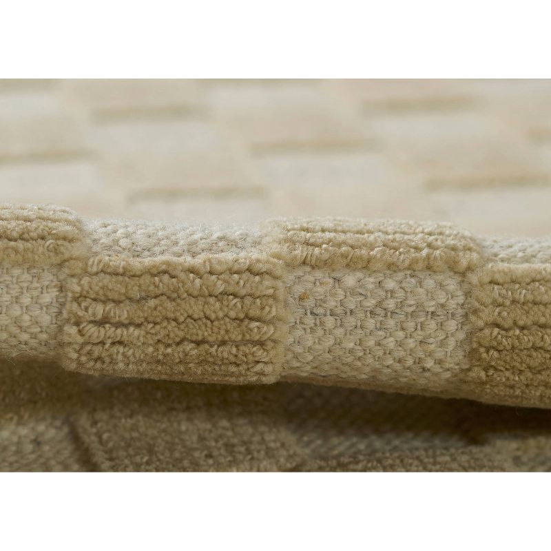 Momeni 6'3"x9' Willow Check Handwoven Area Rug Beige: Wool, Low Pile, Classic Pattern, Indoor, Handmade, Rectangle