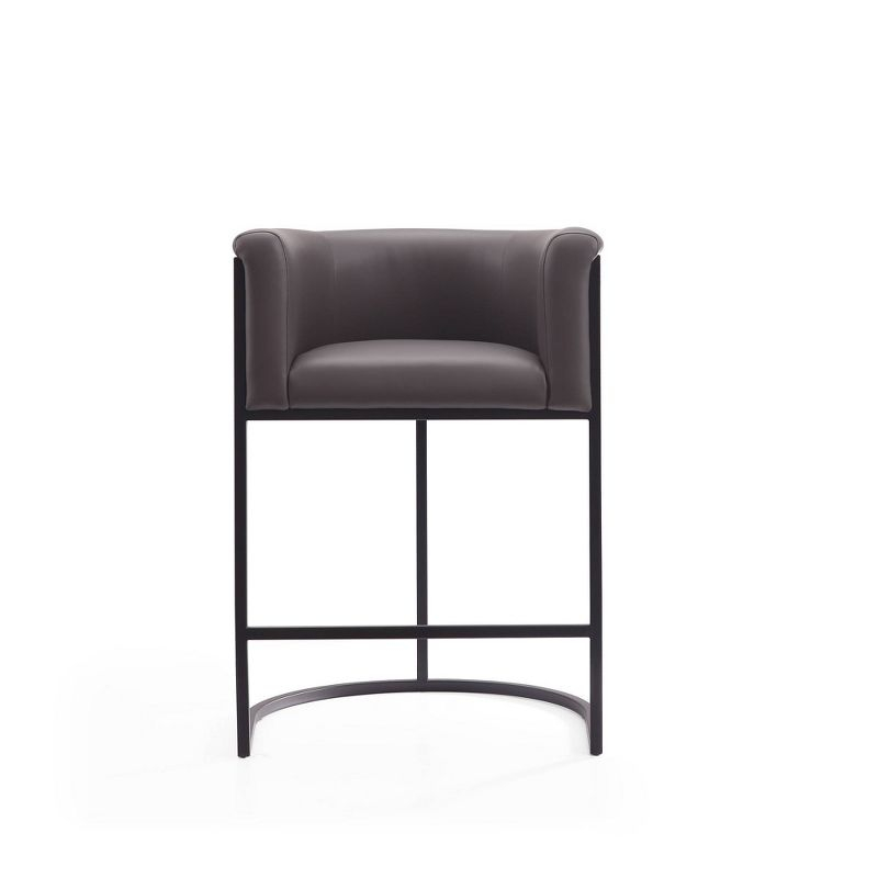 Manhattan Comfort Cosmopolitan Metal Counter Height Barstool Pebble: Upholstered, Low Back, Armrest