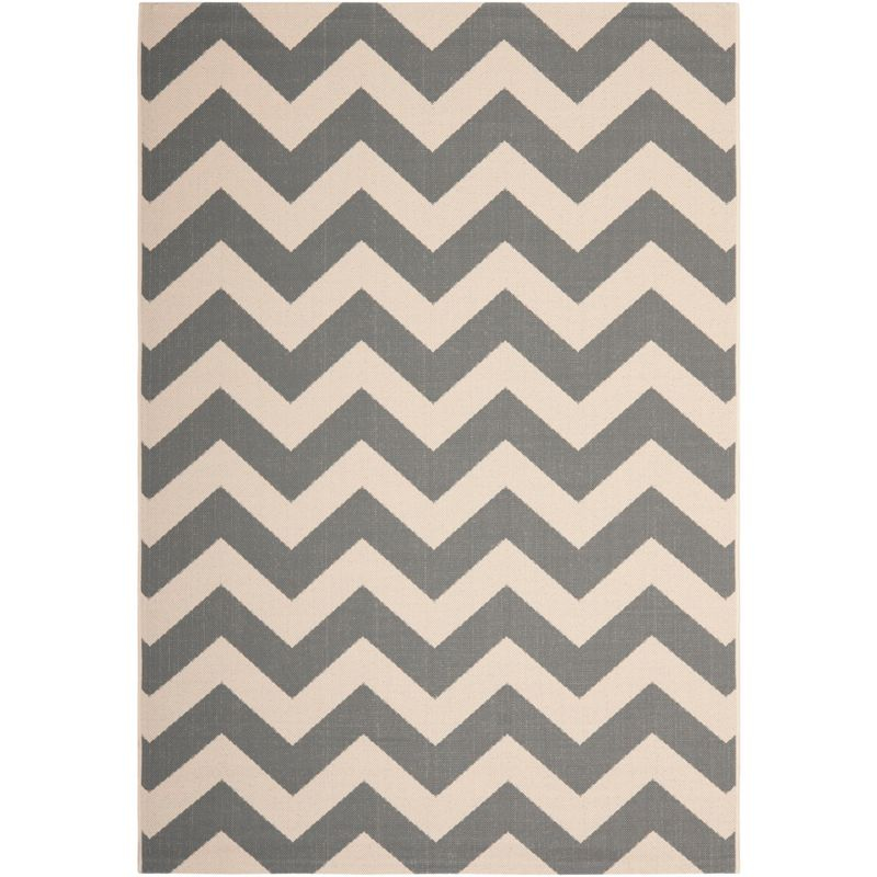 Courtyard CY6244 Power Loomed Indoor and Outdoor Area Rug - Grey/Beige - 5'3"x7'7" - Safavieh