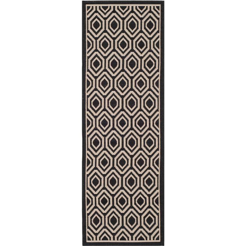 Courtyard CY6902 Power Loomed Indoor and Outdoor Runner Rug - Black/Beige - 2'3"x6'7" - Safavieh