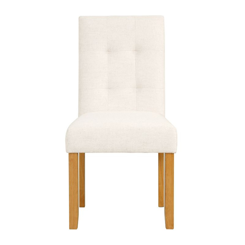 HomePop Set of 2 Tufted Back Dining Chairs Cream: Upholstered, Plywood Frame, 300lbs Capacity