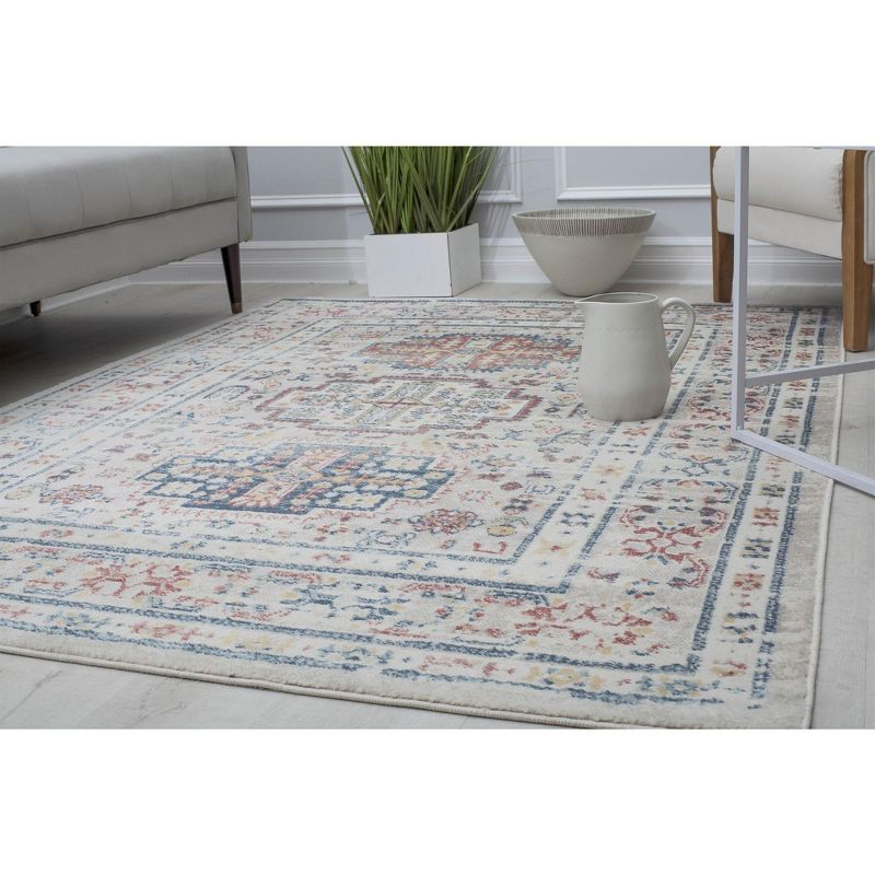 Rugs America Gallagher GL55D Flaxen Sundara Vintage Transitional Red Area Rug for Dining Room Rug Neutral Rug Living Room Rug Kitchen, 5'3"x7'