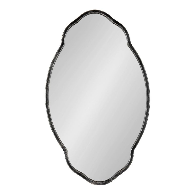 Kate & Laurel All Things Decor 18" x 30" Magritte Scalloped Oval Decorative Wall Mirror Black : Antique Finish, Metal Frame