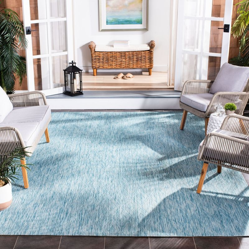 Courtyard CY8522 Power Loomed Indoor and Outdoor Area Rug - Aqua/Aqua - 8'x10' - Safavieh