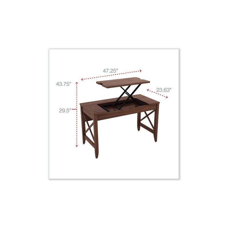 Alera Sit-to-Stand Table Desk, 47.25" x 23.63" x 29.5" to 43.75", Modern Walnut