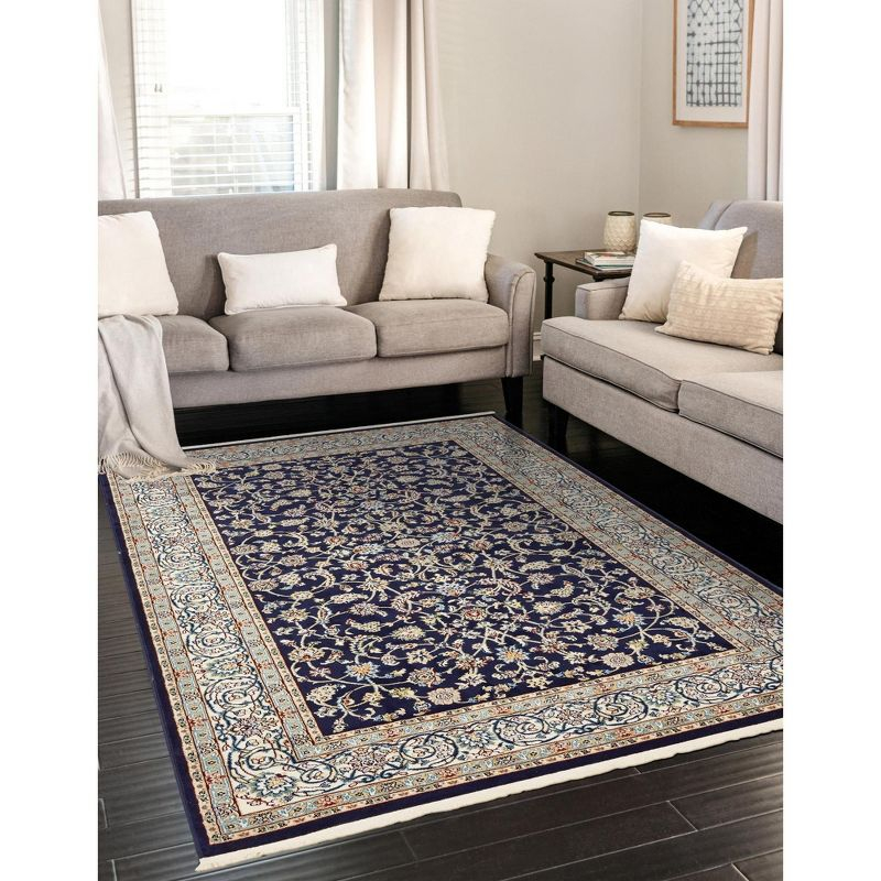Unique Loom Narenj Collection Area Rug - Leeds (8'  x 10' Rectangle Navy Blue/Beige)