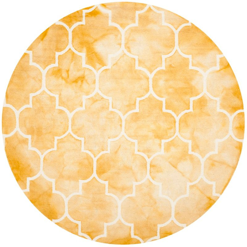 Dip Dye DDY535 Hand Tufted Area Rug - Gold/Ivory - 7' round - Safavieh.