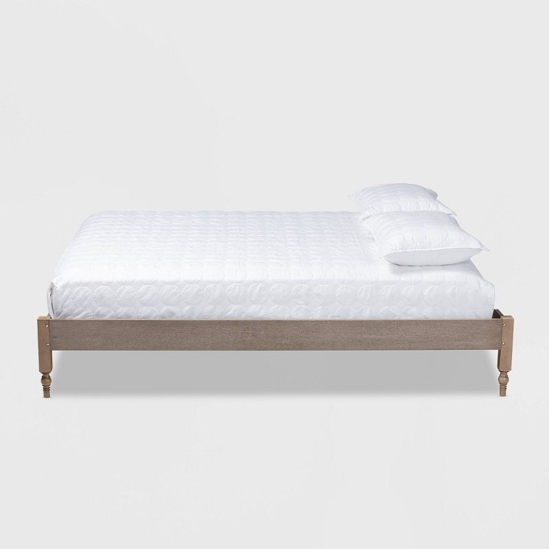 Queen Laure French Bohemian Wood Platform Bed Frame Weathered Gray - Baxton Studio: Ash Walnut Finish, No Box Spring Required
