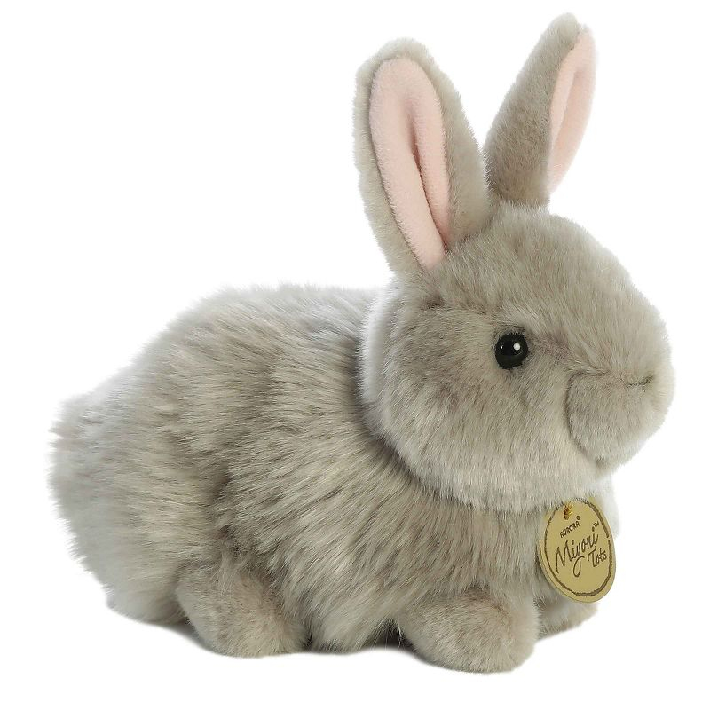 Aurora Small Angora Bunny Miyoni Realistic Stuffed Animal Grey 7.5"