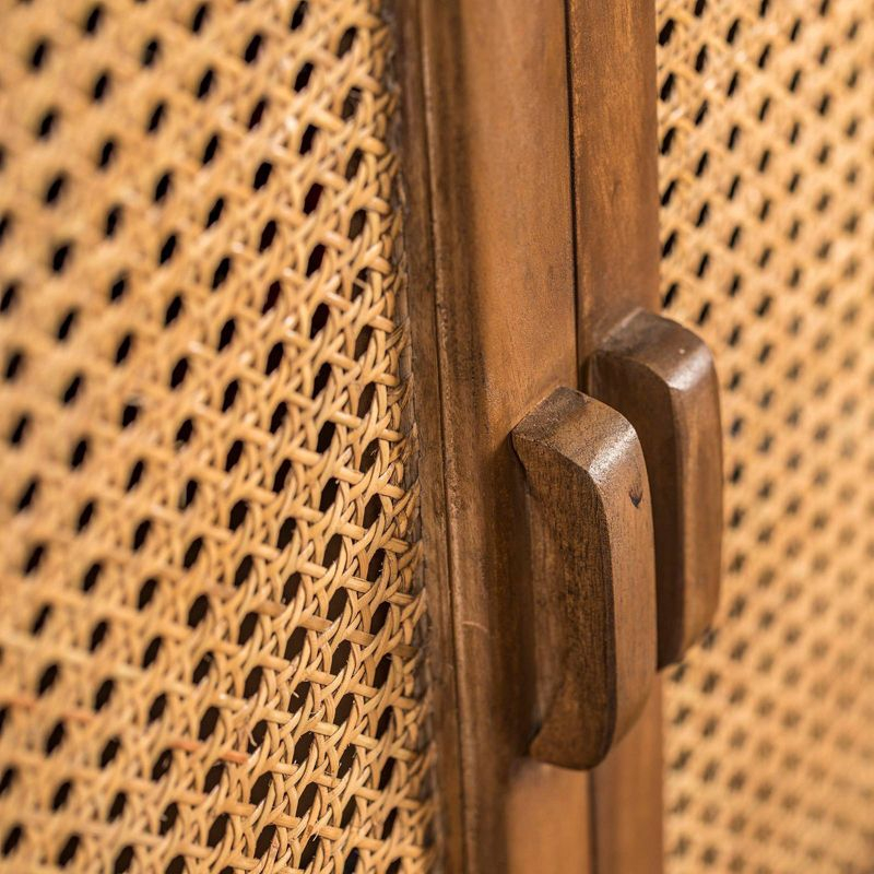StyleCraft Easton Woven Cane Sideboard Natural: Mango Wood, Transitional Style, Divided Storage, No Assembly Required