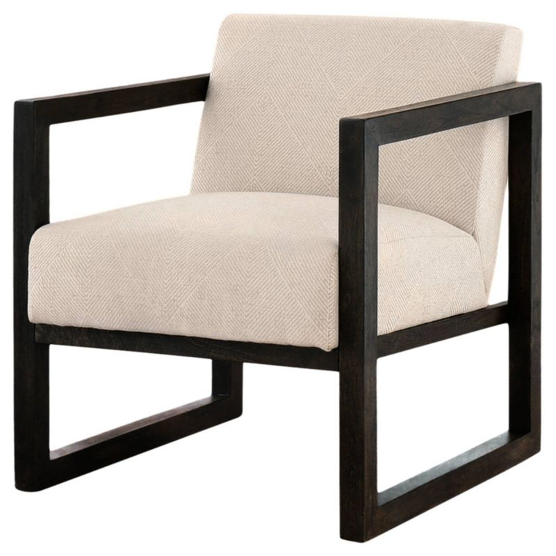 Signature Design by Ashley Alarick Accent Chair Cream: Upholstered Wooden Legs, Vintage Style