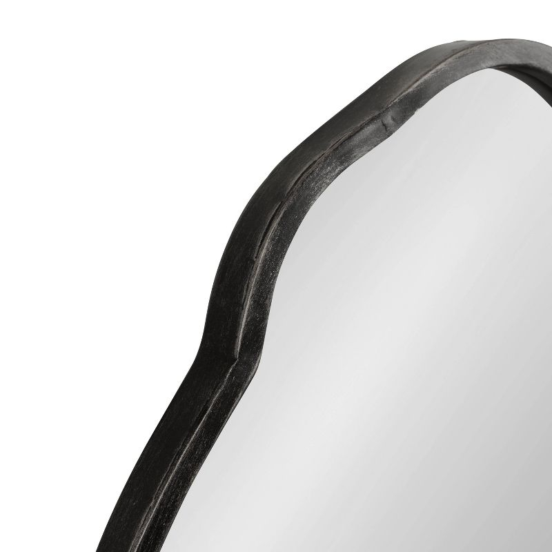 Kate & Laurel All Things Decor 18" x 30" Magritte Scalloped Oval Decorative Wall Mirror Black : Antique Finish, Metal Frame