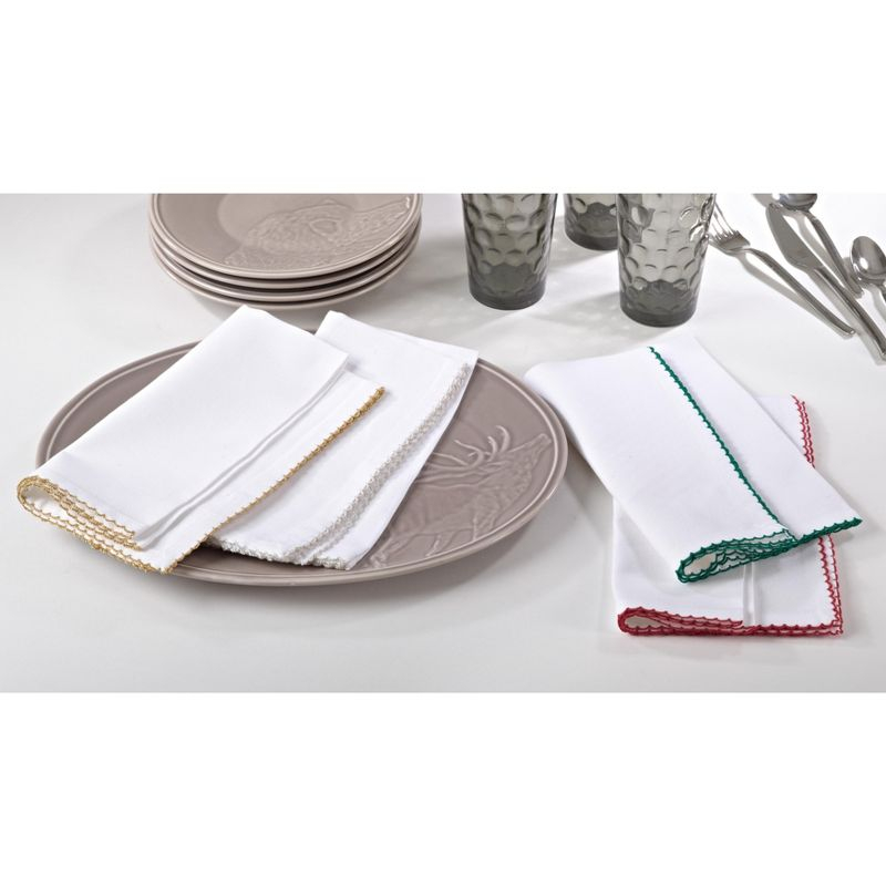 Saro Lifestyle Whip Stitched Napkin, 20" Square (Set of 4), Red, 20" x 20"