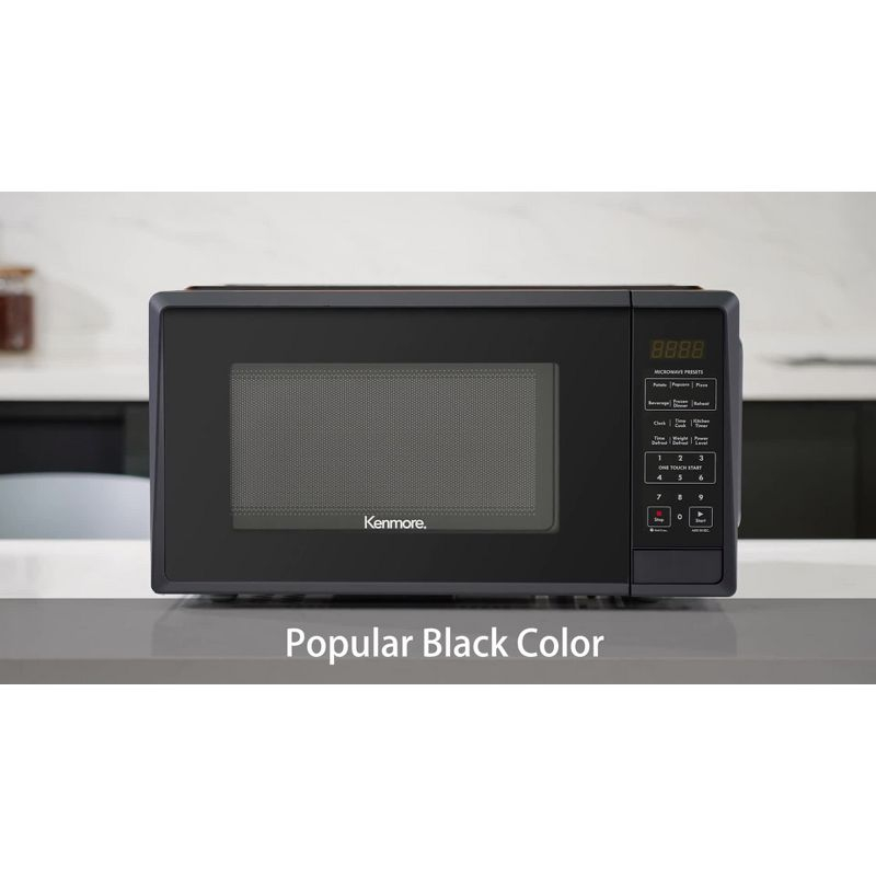 Kenmore 1.1 cu ft Microwave - Black: Countertop Oven, 1000W, Child Lock, 6 Programs, 1 Year Warranty