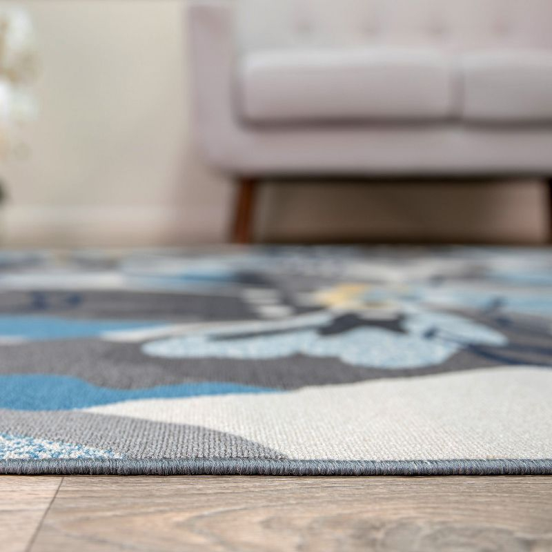 World Rug Gallery Modern Floral Non-Slip (Non-skid) Indoor Area Rug - Gray 5'3" x 7'3"