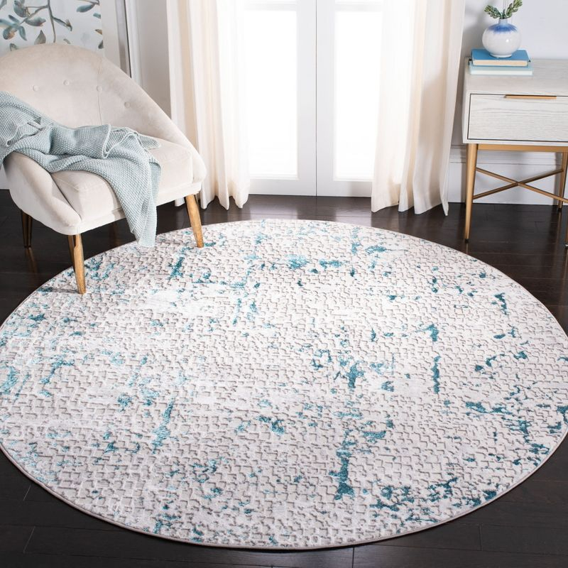 Amelia ALA254 Power Loomed Area Rug - Grey/Turquoise - 6'7" round - Safavieh.