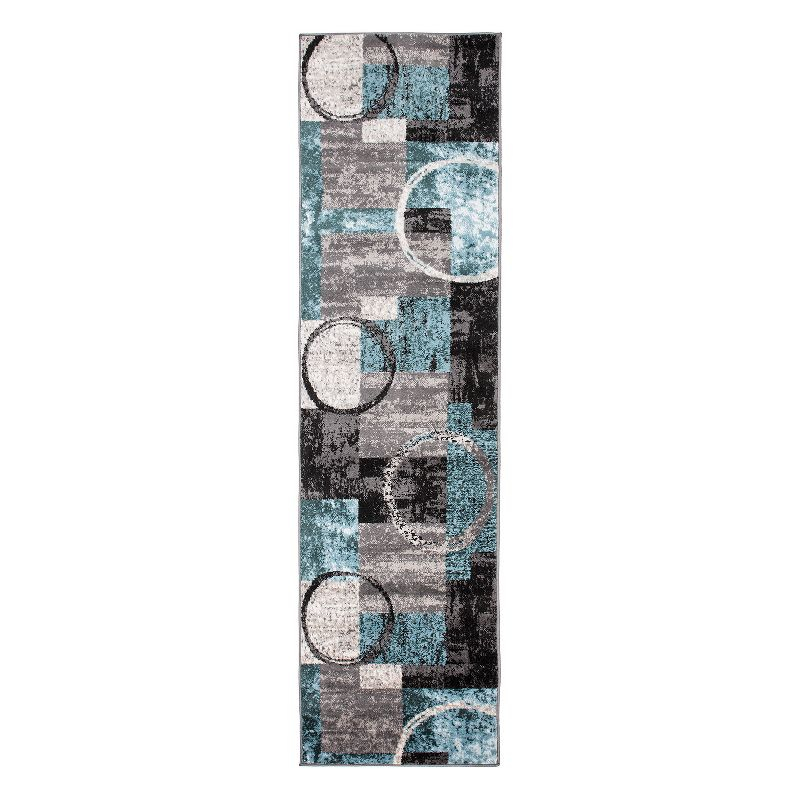 World Rug Gallery Abstract Circle Area Rug - GRAY 2'7"x10'