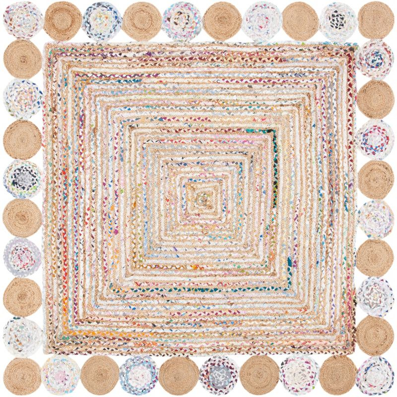 Cape Cod CAP201 Woven Indoor Area Rug - Beige/Multi - 6'x6' - Safavieh