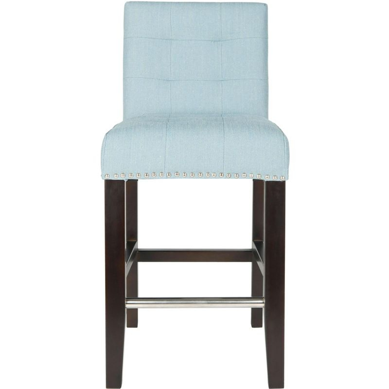 Thompson 23.9" Linen Counter Stool W/ Silver Nailheads - Sky Blue - Safavieh