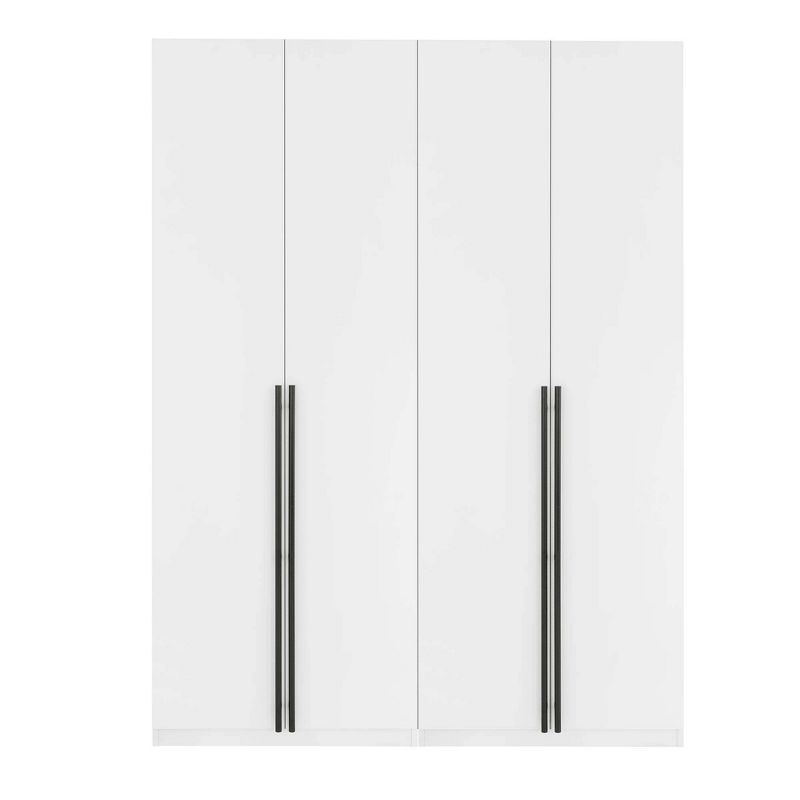 Manhattan Comfort 2pc Lee 4 Door and 8 Shelf Module Wardrobe White: Modern Storage, MDF, Metal Hardware