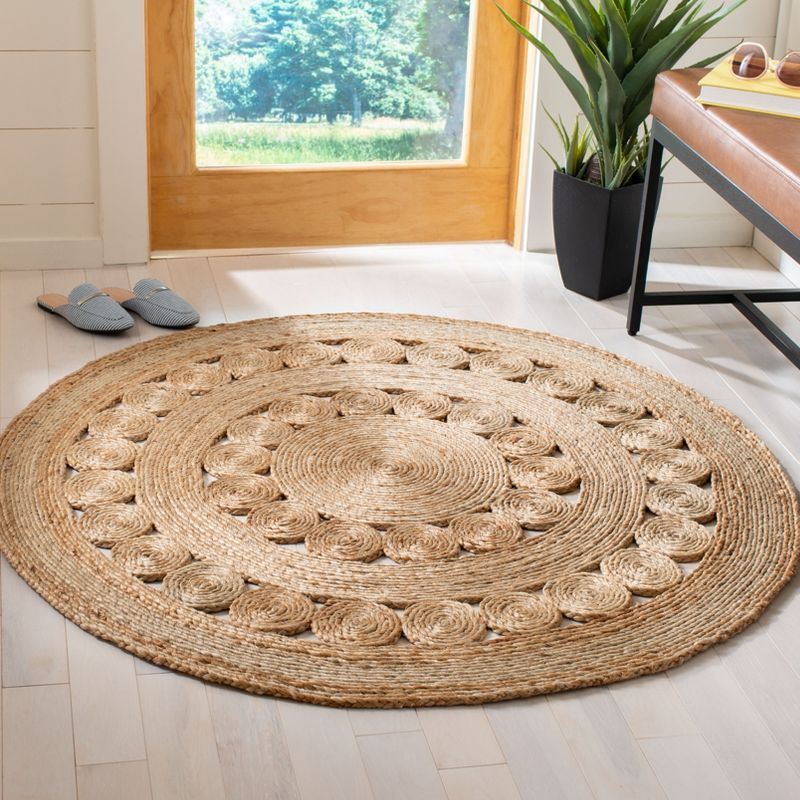 Natural Fiber NFB250 Hand Woven Area Rug - Natural - 3' round - Safavieh.