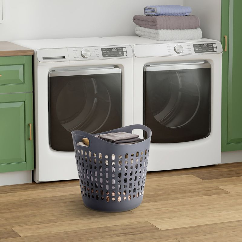 IRIS 3Pack Laundry Basket 40L Durable and Flexible, Portable Round Bin, 1.15 Bushel Hamper for Storage with Ventilation Holes for Closet Dorm, Gray